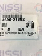 5PCS AMAT 3690-01882 SCR CAP SKT HD 6-32 X 1.75L HEX SKT S