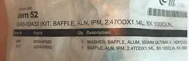 AMAT 0200-05593 BAFFLE, ALN, IPM, 2.47ODX1.14L, 8X.100CLN 8X.060 ULTIMA X HDPCVD