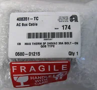 AMAT 0680-01215 AC Box Cable CB Mag Therm 3P 240VAC 30A Bolt-on QOB Type