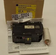 AMAT 0680-02024 40A 2-Pole Circuit Breaker QOB240GF15238 Square D Ground Fault