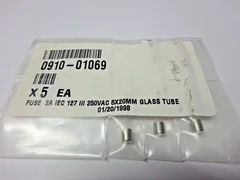 AMAT 0910-01069 FUSE FAST ACTING 2A IEC 127 III 250V 5X20 MM GL (Lot of 5 fuses)