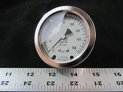 AMAT 3310-01186 NO SHOK 25.410-160 PSI GAUGE PRESS 2-1/2DIA 0-160PSI 1/4NPT CTR 