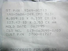 AMAT 3700-01727 O-Ring, ID 4.859 CSD .139 Chemraz SC513 80 DURO WHT