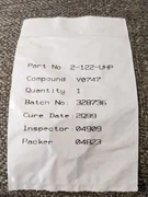 AMAT 3700-02440 Oring 2-122-UHP Parker Fluoroelastomer Seals Parker UHP O Ring