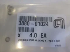 AMAT, 3880-01024, WSHR LKG SPLIT #8 .2930D X .174ID X .040THK SST, New, Lot of 4