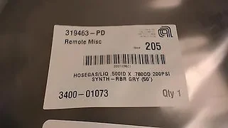 APPLIED MATERIALS - 3400-01073 - HOSE, GAS/LIQ .500ID X .780OD 200PSI 50-FEET