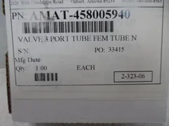 APPLIED MATERIALS AMAT 4580-05940 VALVE 3 PORT TUBE FEM TUBE NC