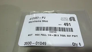APPLIED MATERIALS P/N 3500-01049 NUT HEX PACK OF 6 EACH