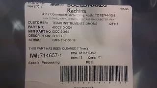 Applied Materials 0020-24962 Shield Cleaned and Sealed By BOC Edwards