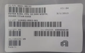 Applied Materials, 0041-36122, Outer Ring, PPS, 20.5 mm Width, 300 mm Titan Edge
