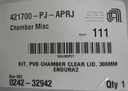 Applied Materials; 0242-32942, KIT, PVD Chamber Clear Lid, 300mm Endura2