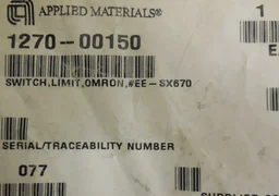 Applied Materials; 1270-00150, Microswitch, D2SW-3L2H