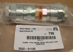 Applied Materials 3620-01188 PUMP FTG UNION CRYO HELIUM LINE FEM/FEM AMAT    