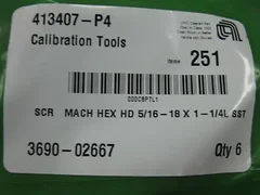 Applied Materials 3690-02667 413407-P4 SCR MACH HEX HD 5/16-18 X 1-1/4L SST