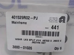 Applied Materials 3880-01026 wshr lkg split $1/4 .487od x .260id x .062thk sst