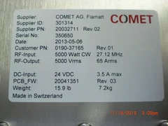 Applied Materials AMAT 0190-37165 Comet 20032711 RF Match