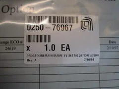 Applied Materials (AMAT) 0250-76967 PROCEDUREMAINFRAME EV INSTULLATION W/SHUTTER