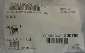 Applied Materials; Wire, Jumper 4 Pin Conn, EMO; 0150-76647
