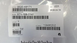 Applied materials insulating pipe quatz item no. 0020-48171