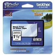 Brother P-touch TZe Std Adhesive Lam Labeling Tape, Black on Clear (BRTTZE161)