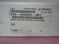 LAM; Assy, Elctd, Outer, Flat, 300mm; 839-020965-007