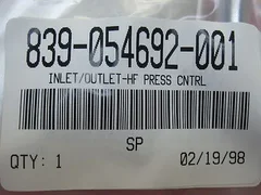 LAM Research: INLET/OUTLET-HF PRESS CNTRL  PN 839-054692-001