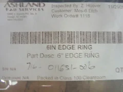 Lam Research LAM 716-011651-006 RING EDGE WAFER CLAMP 6