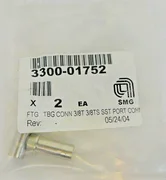 Lot of 2 Applied Materials AMAT Tube Fitting Connector 3/8T 3/8TS SST 3300-01752