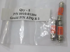 Lot of 3 each AMAT Applied Materials 0910-01394 Gould ATQR5 5A Fuses