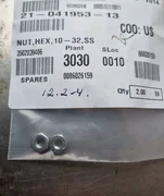 NOVELLUS 21-041953-13 Nut, hex, 10-32, SS 2/PK (r4s2.7b10)