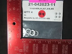 NOVELLUS  21-042023-11    Flat Washer, 3/8, SS, Pack of 4