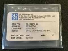 NOVELLUS (LAM) 22-100613-00, BALL 3/16" DIA, SAPPHIRE  