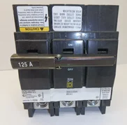 QOB3125VH Square D 3-pole 125a  Circuit Breaker 22k aic 240 volt AMAT 0680-01355