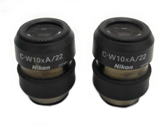 Lot of 2 Nikon C-W10xA/22 10x Wide Field 22mm Microscope Eyepieces Optical Lens