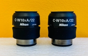 Nikon C-W10xA/22 (Set of 2) 10x, 22mm View, Microscope Eyepieces. Tested!