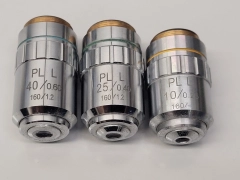 Set of 3 microscope objectives Nikon Metallography Achromatic Thread 20.2mm